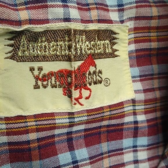 Pearl Snap Young Bloods Authentic Western Mens Med Cotton Blend County - Picture 2 of 7